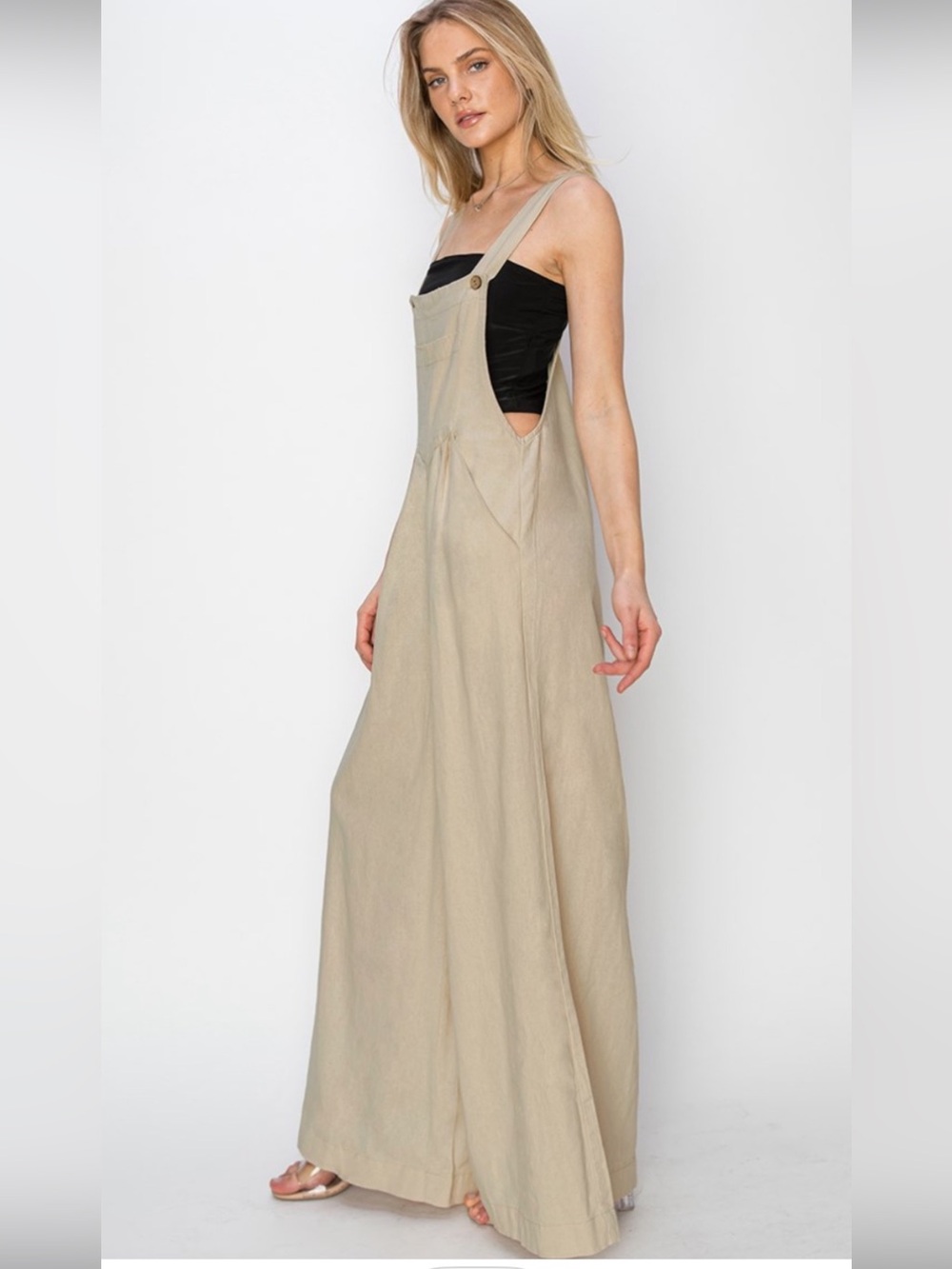 488 ❤️RISEN • LINEN WIDE LEG OVERALLS - Picture 2 of 3